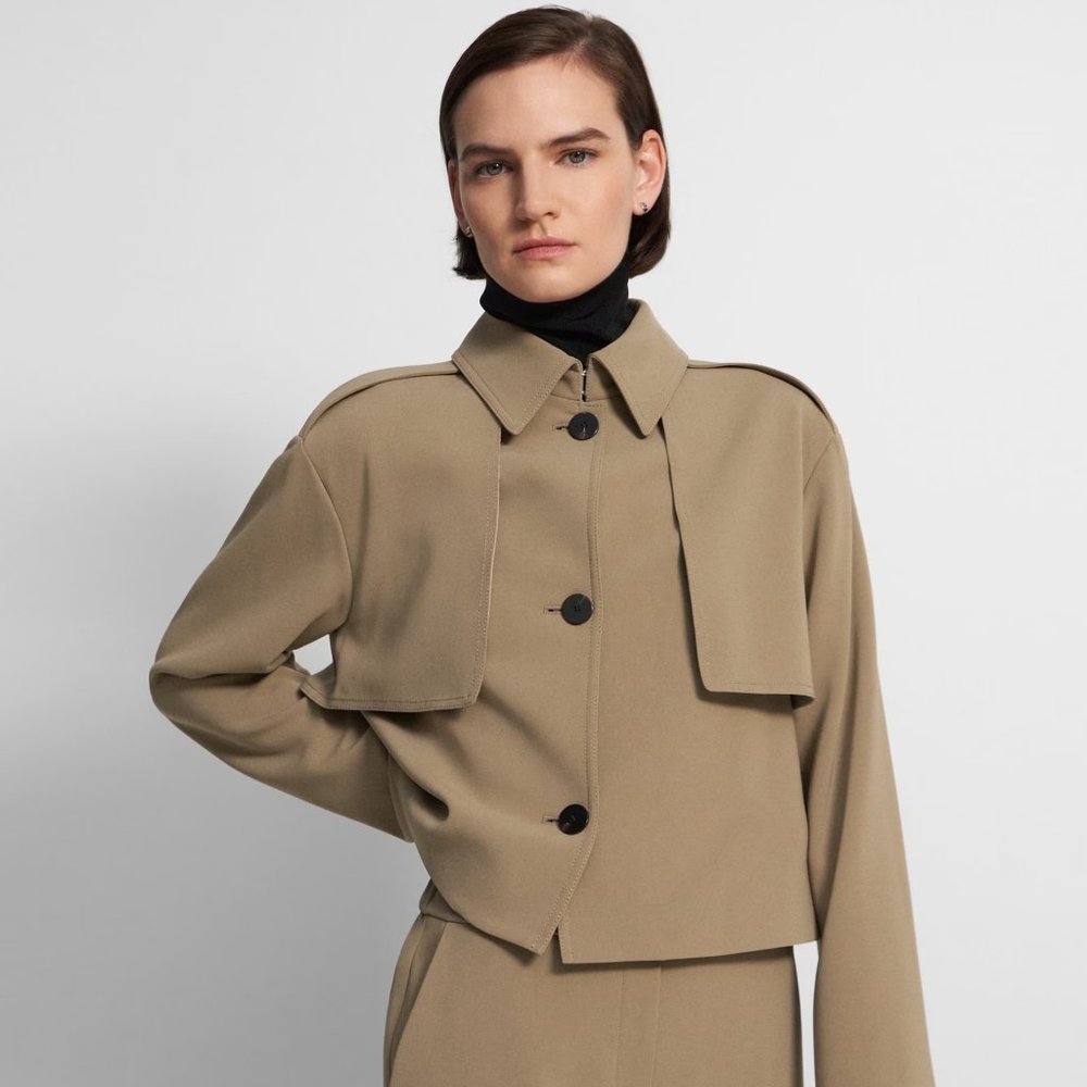 [NWT] Theory Cropped Trench Coat in Admiral Crepe || Size P/XS